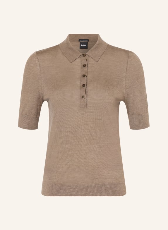 BOSS Poloshirt FIDENKA aus Merinowolle BRAUN
