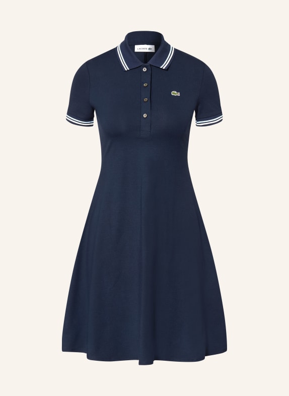 LACOSTE Jersey-Polokleid DUNKELBLAU / HELLBLAU / WEISS