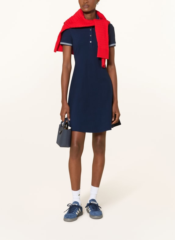 LACOSTE Jersey-Polokleid DUNKELBLAU / HELLBLAU / WEISS