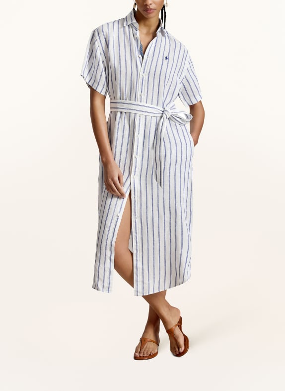 POLO RALPH LAUREN Sukienka koszulowa z lnu BIAŁY / GRANATOWY
