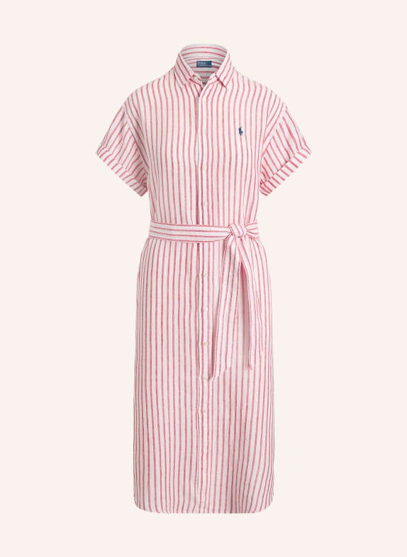 POLO RALPH LAUREN Shirt dress in linen WHITE / RED