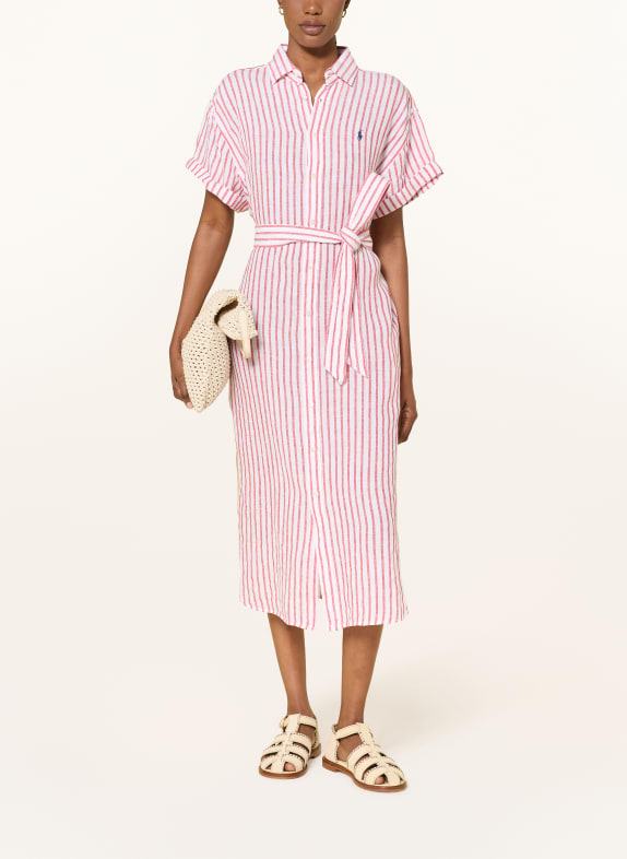 POLO RALPH LAUREN Shirt dress in linen WHITE / RED