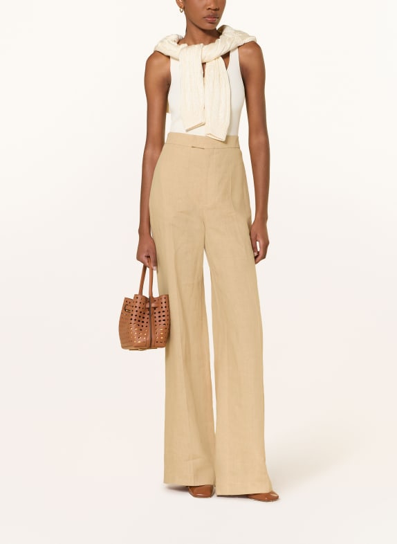 RALPH LAUREN Collection Spodnie z lnu DEAN BEŻOWY
