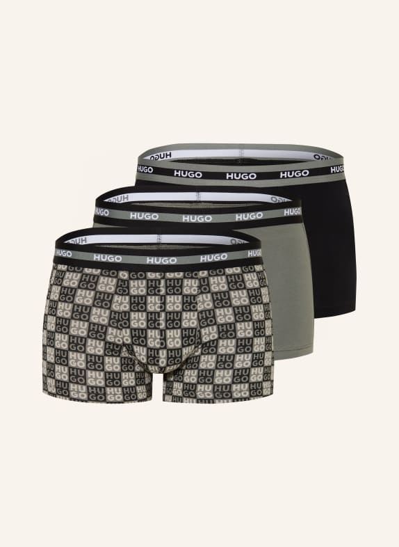 HUGO 3er-Pack Boxershorts KHAKI / SCHWARZ