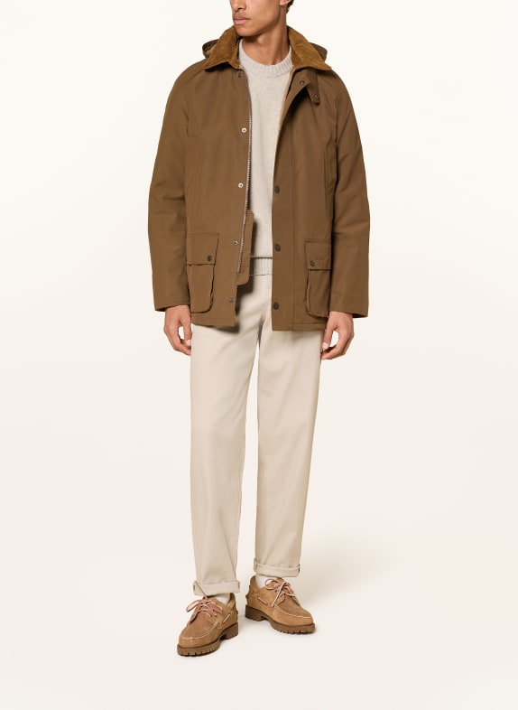 Barbour Jas WINTER ASHBY met afneembare capuchon KAKI / MARRON FONCÉ