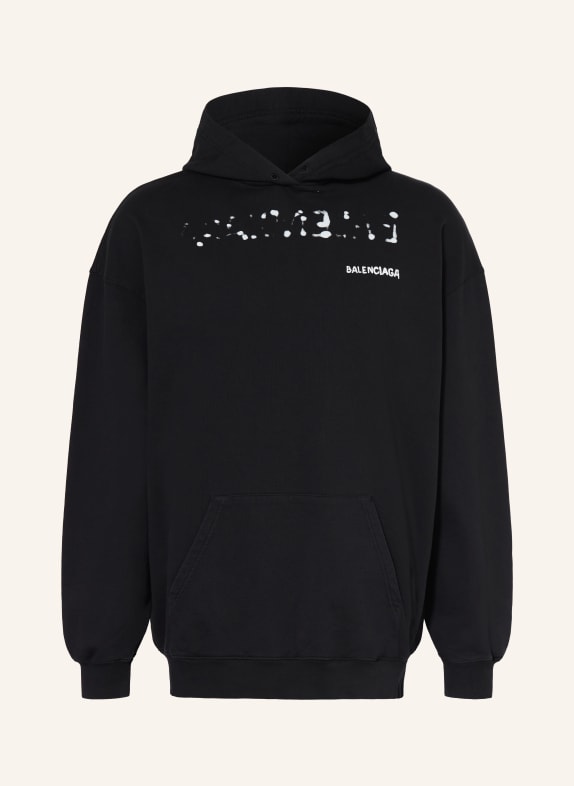 BALENCIAGA Bluza z kapturem CZARNY / BIAŁY