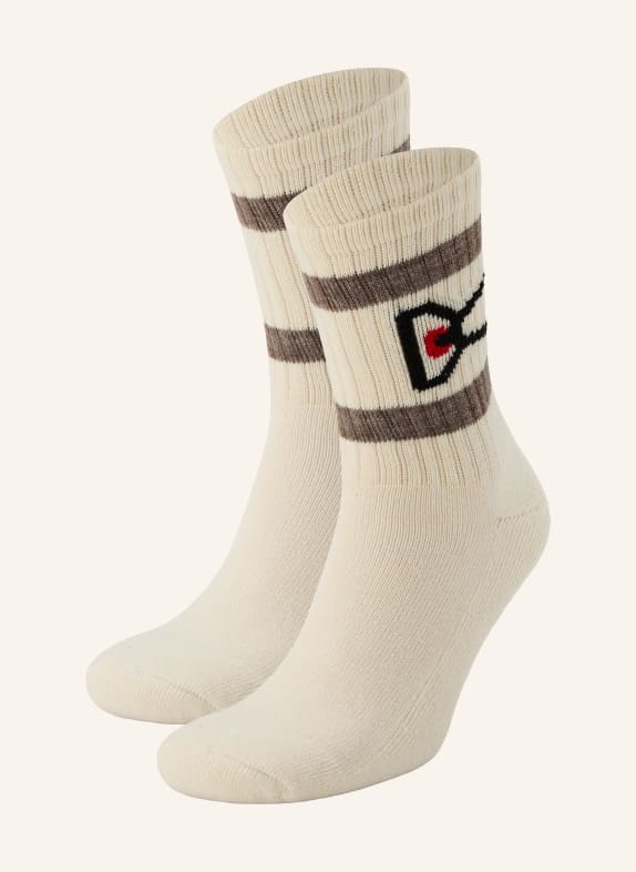 District Vision Lot de 2 paires de chaussettes USA CRÈME / TAUPE / NOIR