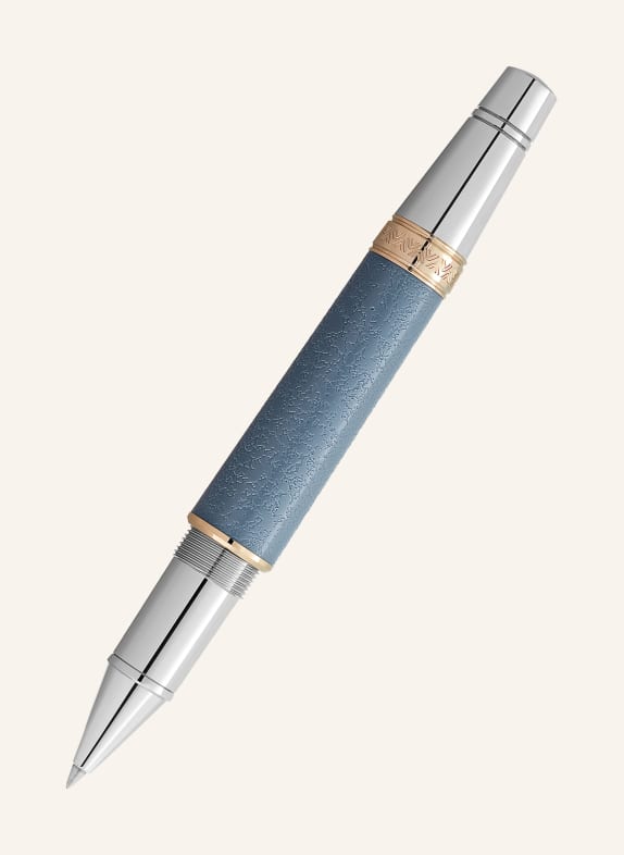MONTBLANC Rollerball WRITERS EDITION HOMAGE TO JOHANN WOLFGANG VON GOETHE BLAUGRAU / SILBER / GOLD