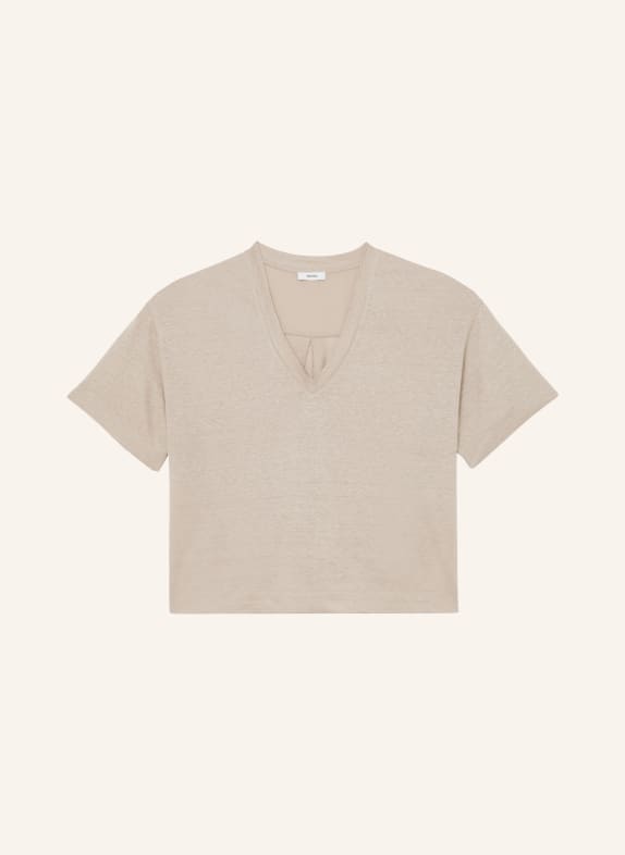 REISS T-shirt EMBER van linnen BEIGE