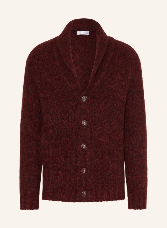 BRUNELLO CUCINELLI Cardigan en alpaga ROUGE FONCÉ
