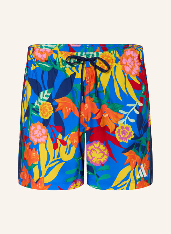 adidas Plavky MEXICANA FLORALS 3 STRIPES SWIM SHORTS 5 INCH TMAVĚ MODRÁ / ČERVENÁ / ŽLUTÁ