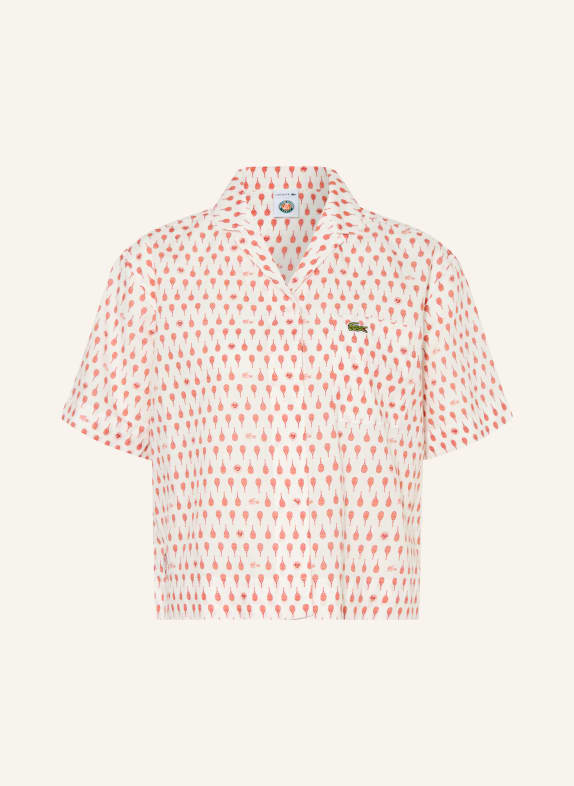 LACOSTE Blůza BÍLÁ / TMAVĚ ČERVENÁ