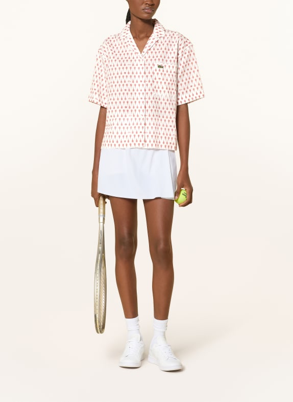 LACOSTE Blouse WIT / DONKERROOD