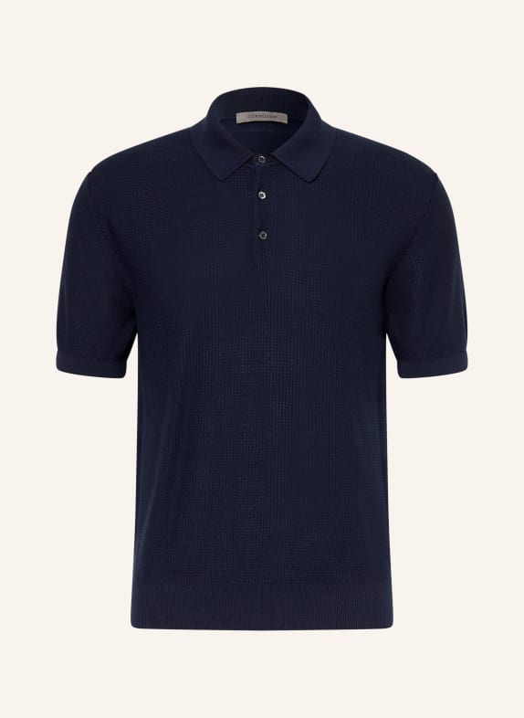 CORNELIANI Pletené polo tričko TMAVĚ MODRÁ