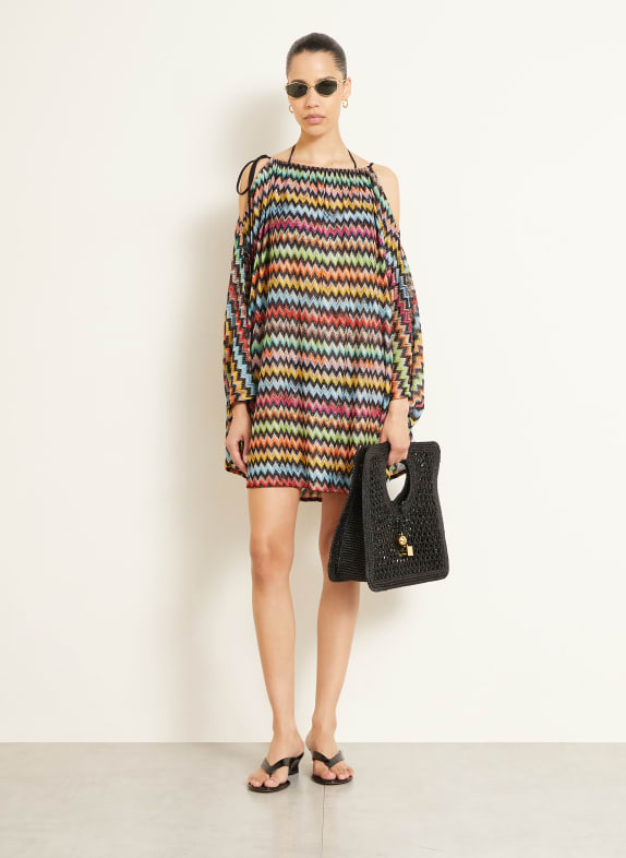 MISSONI Strandkleid mit Glitzergarn SCHWARZ / ORANGE / HELLGRÜN