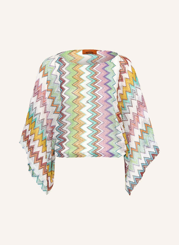 MISSONI Poncho with glitter yarn WHITE / PURPLE / DARK YELLOW