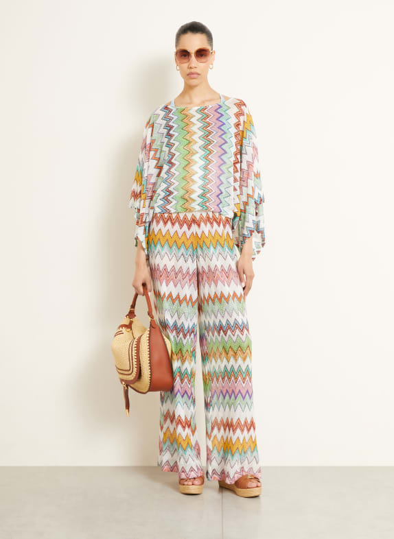 MISSONI Poncho mit Glitzergarn WEISS / LILA / DUNKELGELB