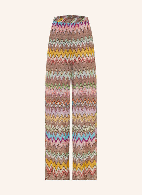 MISSONI Strickhose mit Glitzergarn BRAUN / ROT / GELB