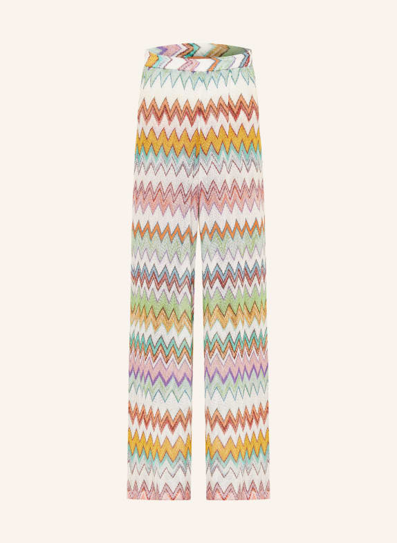 MISSONI Strickhose mit Glitzergarn WEISS / LILA / MINT