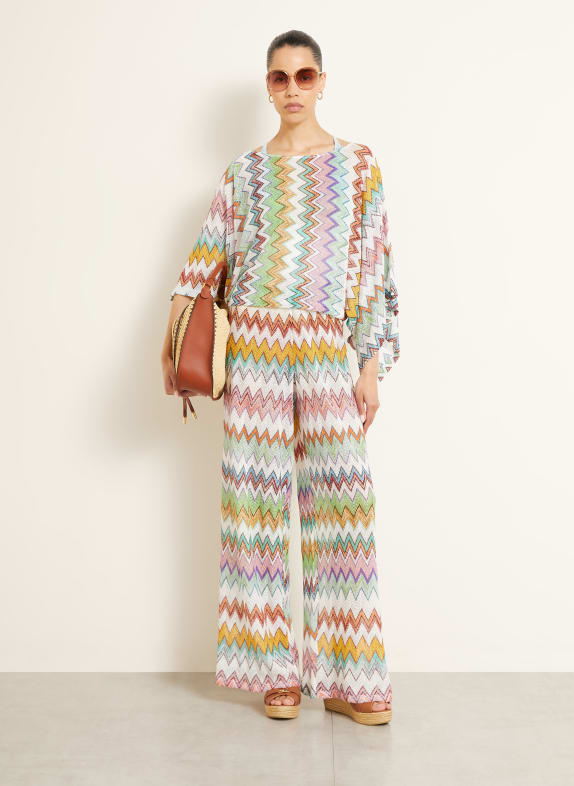 MISSONI Gebreide broek met glittergaren WIT / PAARS / MINT