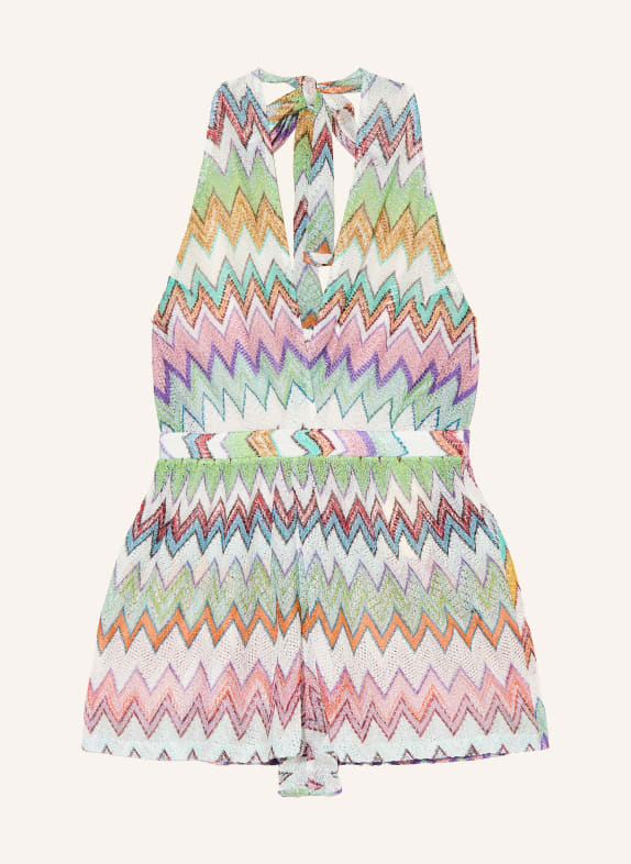MISSONI Kombinéza s třpytivou přízí ORANŽOVÁ / SVĚTLE ZELENÁ / BÍLÁ