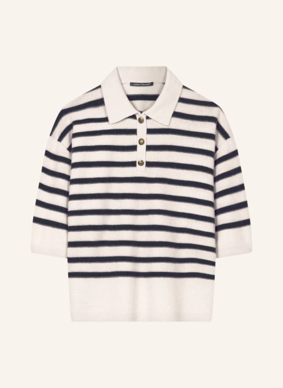 LUISA CERANO Polo en maille CRÈME / BLEU FONCÉ