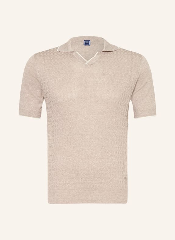 FEDELI Strick-Poloshirt BEIGE
