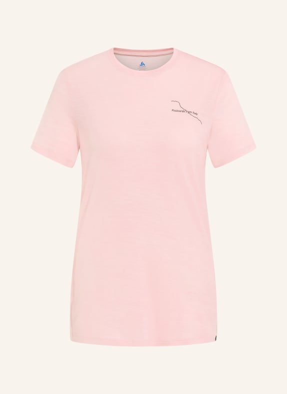 odlo T-Shirt POSTCARDS aus Merinowolle ROSA / SCHWARZ
