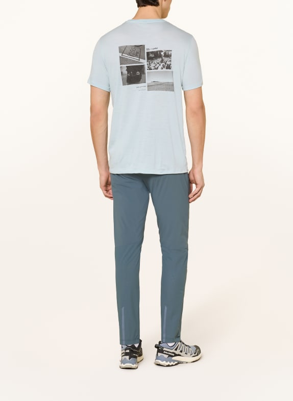 odlo T-shirt POSTCARDS van merinowol LICHTBLAUW / ZWART