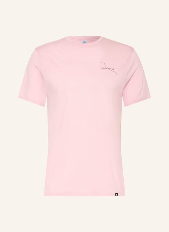 odlo Tričko POSTCARDS z merino vlny RŮŽOVÁ / ČERNÁ