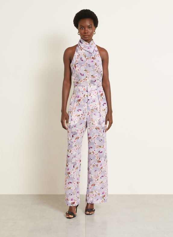 BALMAIN Blusentop aus Seide HELLLILA / CREME / DUNKELLILA