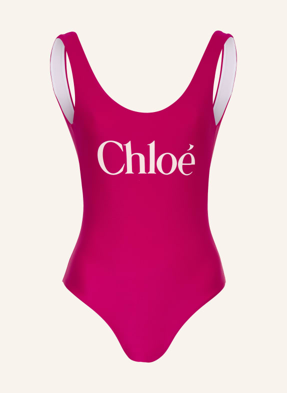 Chloé Badeanzug LOGO FUCHSIA / WEISS