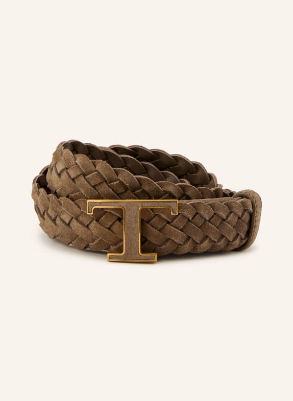 TOD'S Ceinture tressée en cuir TAUPE