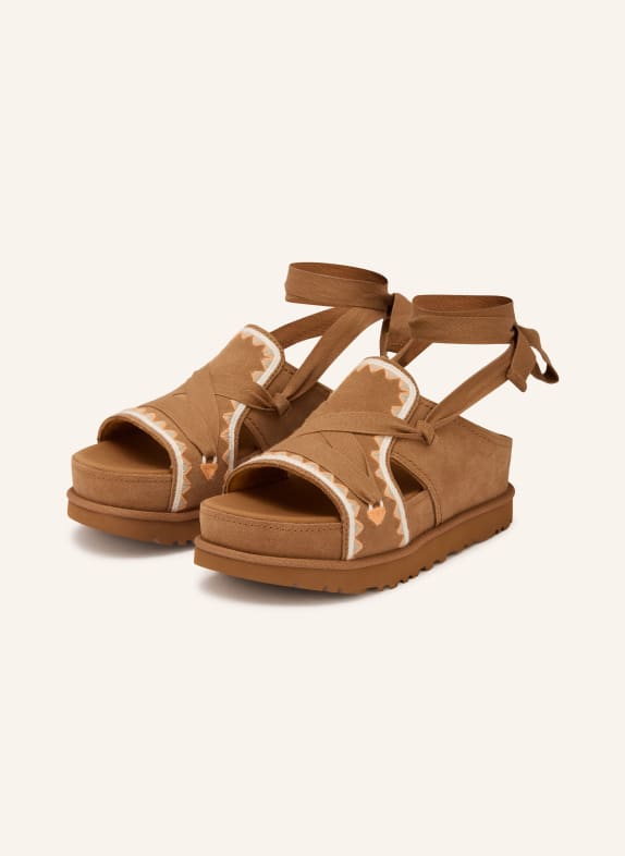 UGG Plateau-Sandalen GOLDENSTAR BRAUN / CREME / HELLORANGE