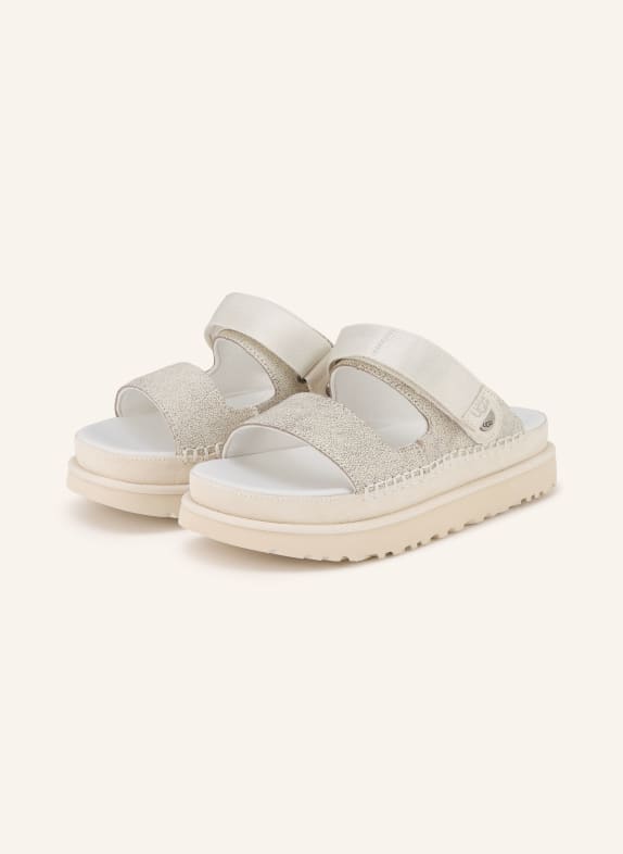 UGG Platformové pantofle GOLDENSTAR CRACKLE GLIDE BÍLÁ / STŘÍBRNÁ