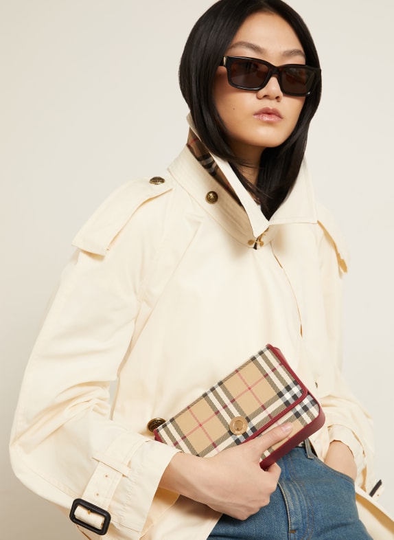 BURBERRY Schoudertas HAMPSHIRE BEIGE / DONKERROOD / ZWART