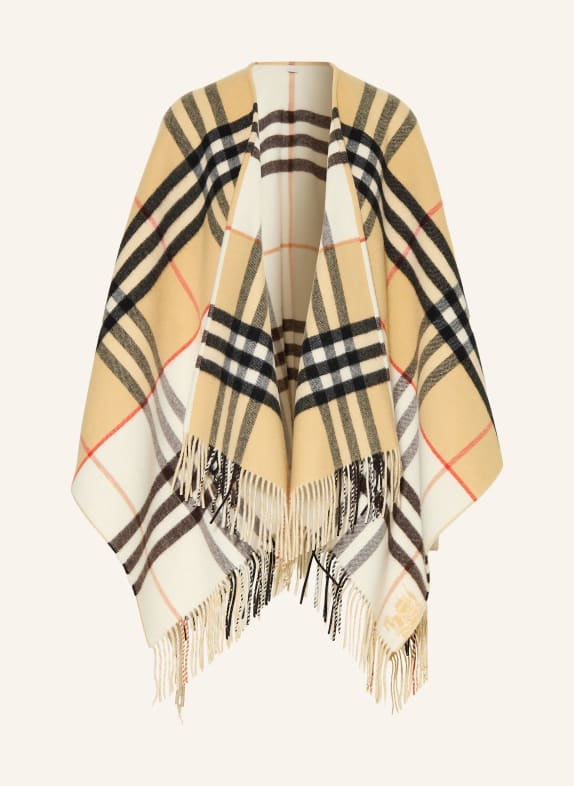 BURBERRY Cape with cashmere CAMEL / RED / BLACK