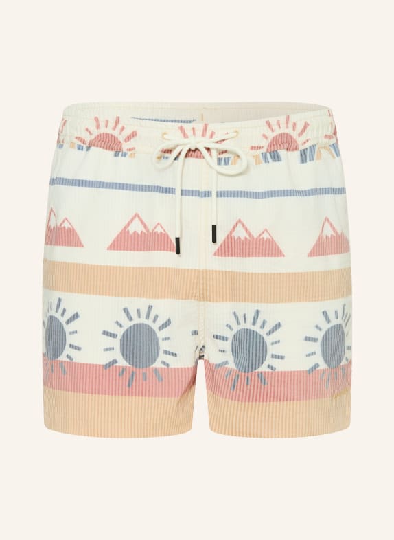 KnowledgeCotton Apparel Badeshorts ECRU / HELLROT / BLAU