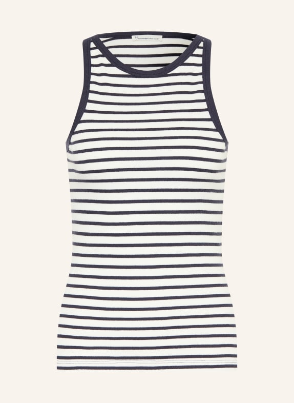 KnowledgeCotton Apparel Koszulka bez rękawów RACER BIAŁY / GRANATOWY