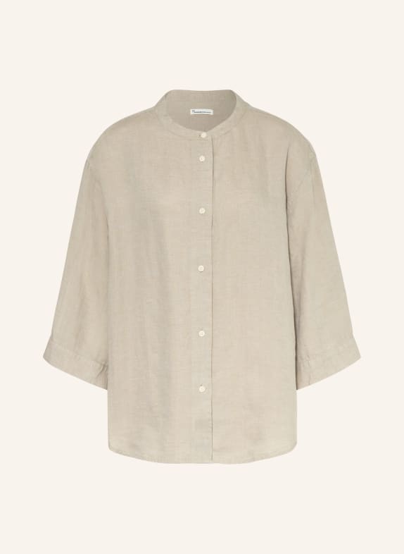 KnowledgeCotton Apparel Linen blouse with 3/4 sleeves BEIGE