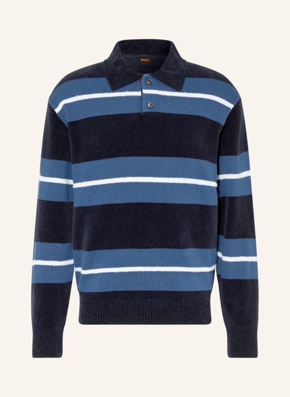 BOSS Strick-Poloshirt AMBURGH DUNKELBLAU / HELLBLAU / BLAU