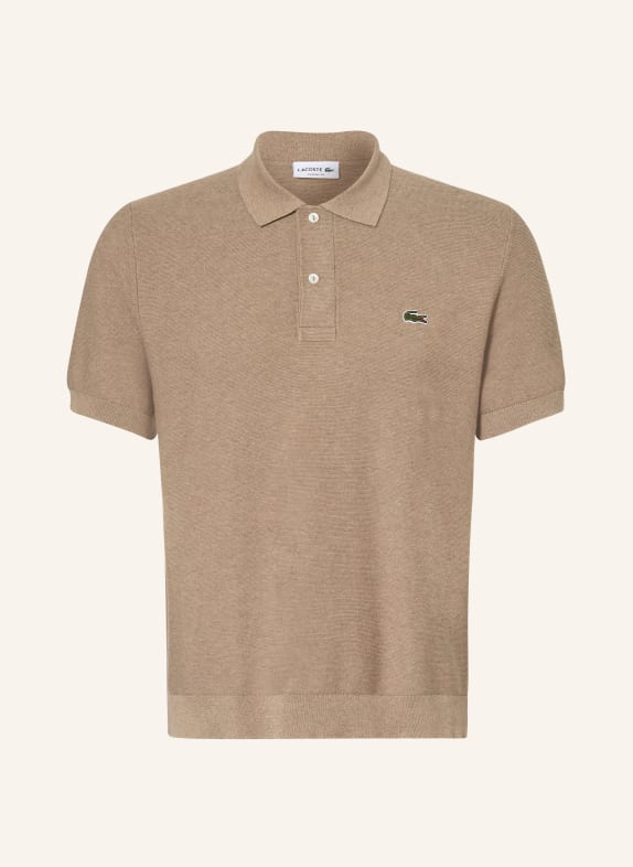 LACOSTE Pletené polo tričko Classic Fit HNĚDÁ