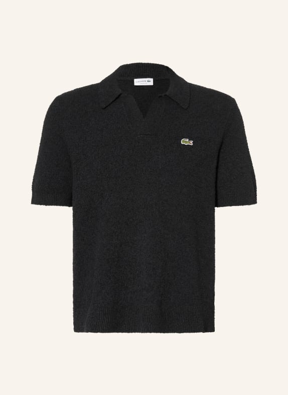 LACOSTE Frottee-Poloshirt SCHWARZ