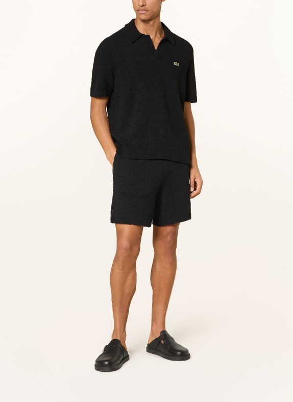 LACOSTE Frottee-Poloshirt SCHWARZ