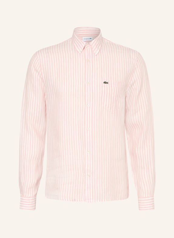 LACOSTE Hemd Regular Fit WEISS / HELLROT