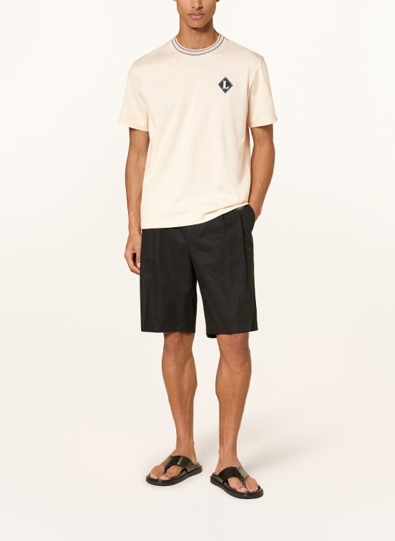 LACOSTE Tricou ECRU / NEGRU