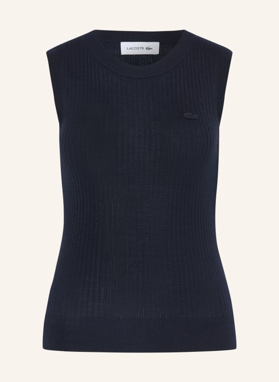 LACOSTE Haut en maille BLEU FONCÉ