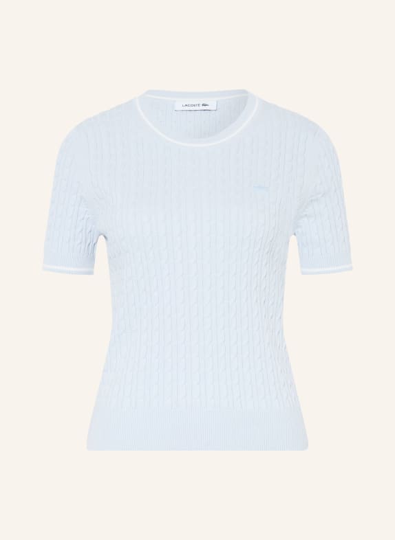 LACOSTE Pull en maille BLEU CLAIR / BLANC