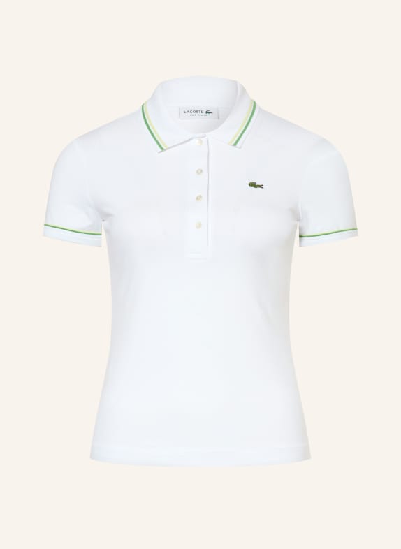 LACOSTE Jersey polo shirt WHITE / LIGHT GREEN / GREEN
