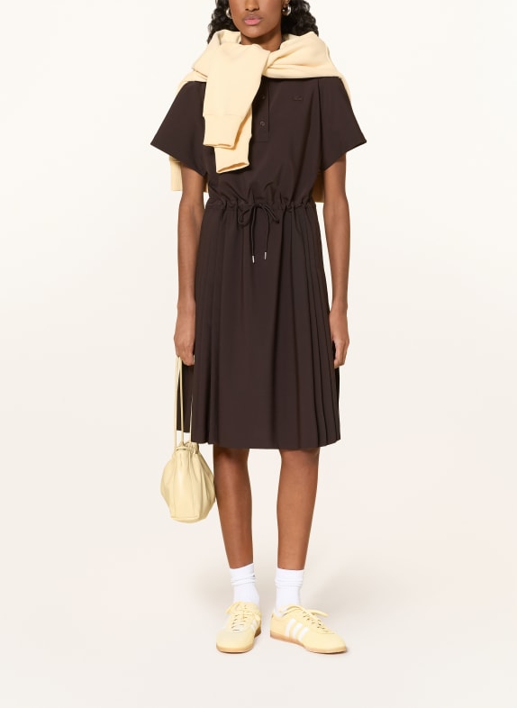 LACOSTE Hemdblusenkleid mit Plissees DUNKELBRAUN